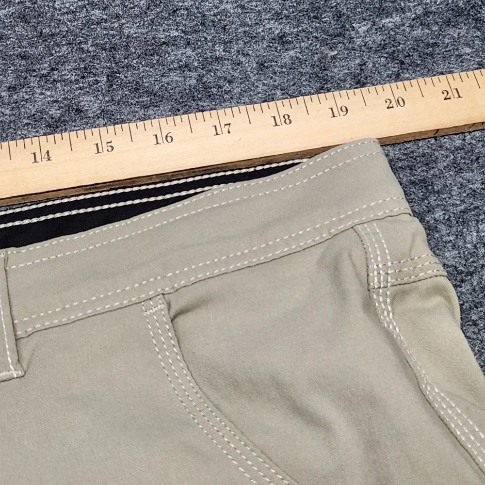 Prana Mens Belted Stretch Nylon Zion Shorts Gray Khaki 38 10